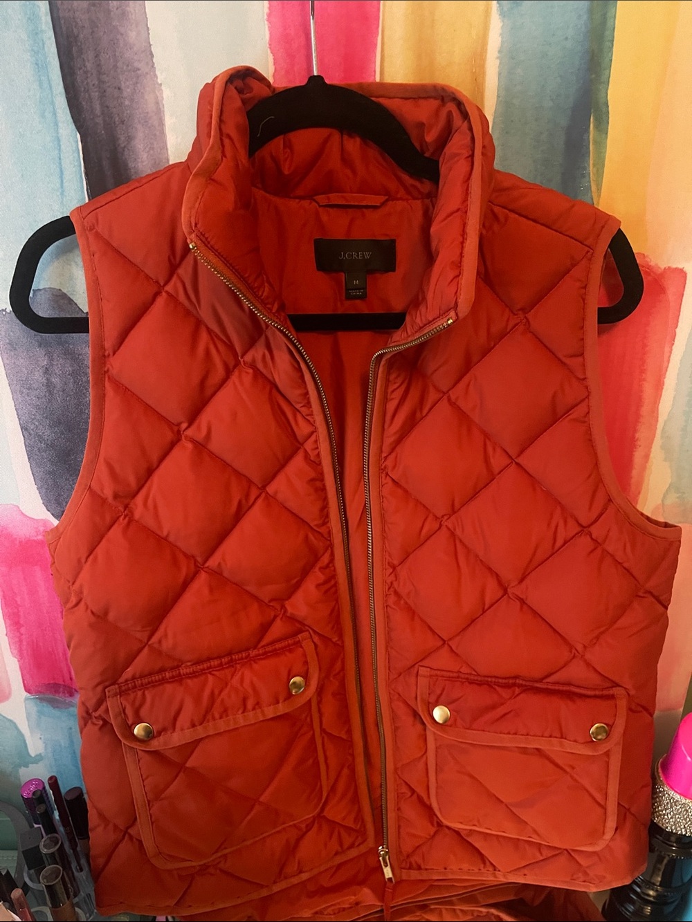 J. Crew Quilted Puffer Vest in Orange